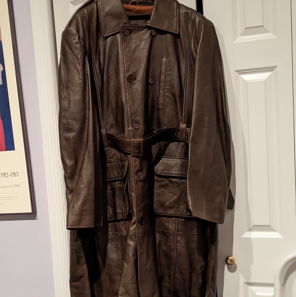 J. Peterman long leather trench coat  XXL